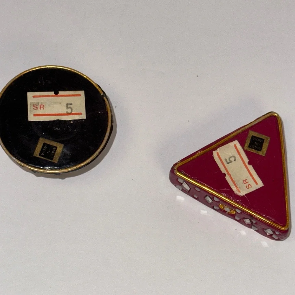 Ornate Vintage Decorative Trinket Set Bell Triangle Red Black Gold Mosaic Mirror